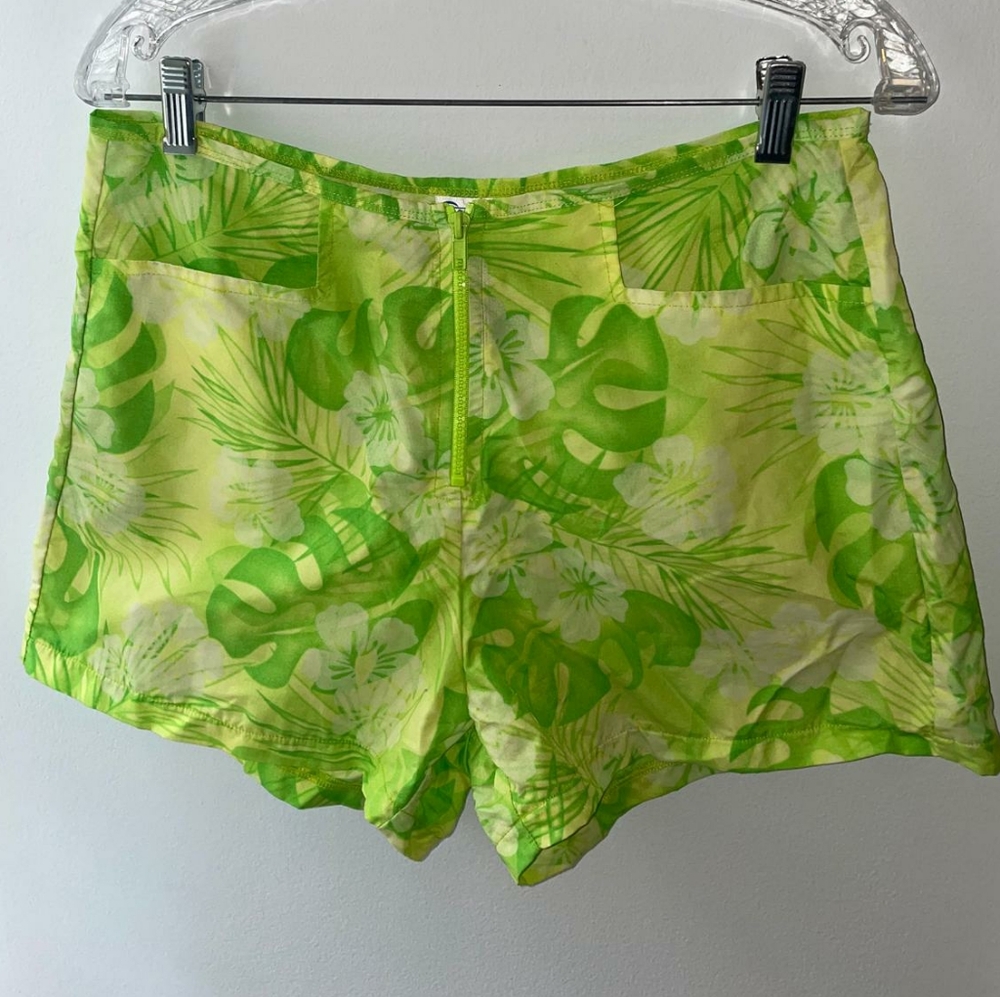 Green Floral Shorts